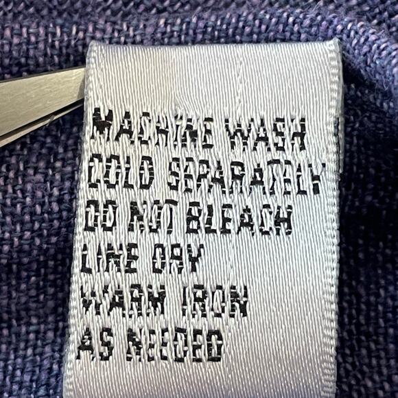 Chico's Design 100% Linen Button Up Blue Top Collared Sz LARGE Casual Minimalist - Picture 7 of 7